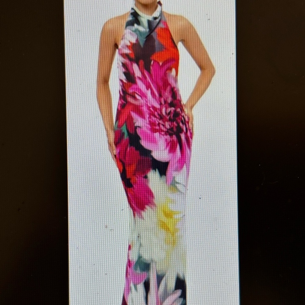 Betsy &!Adam Floral Halter Neck Maxi Dress